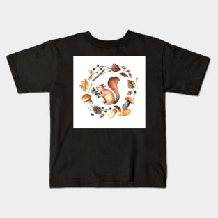 Squirrel and autumn wreath Kids T-Shirt